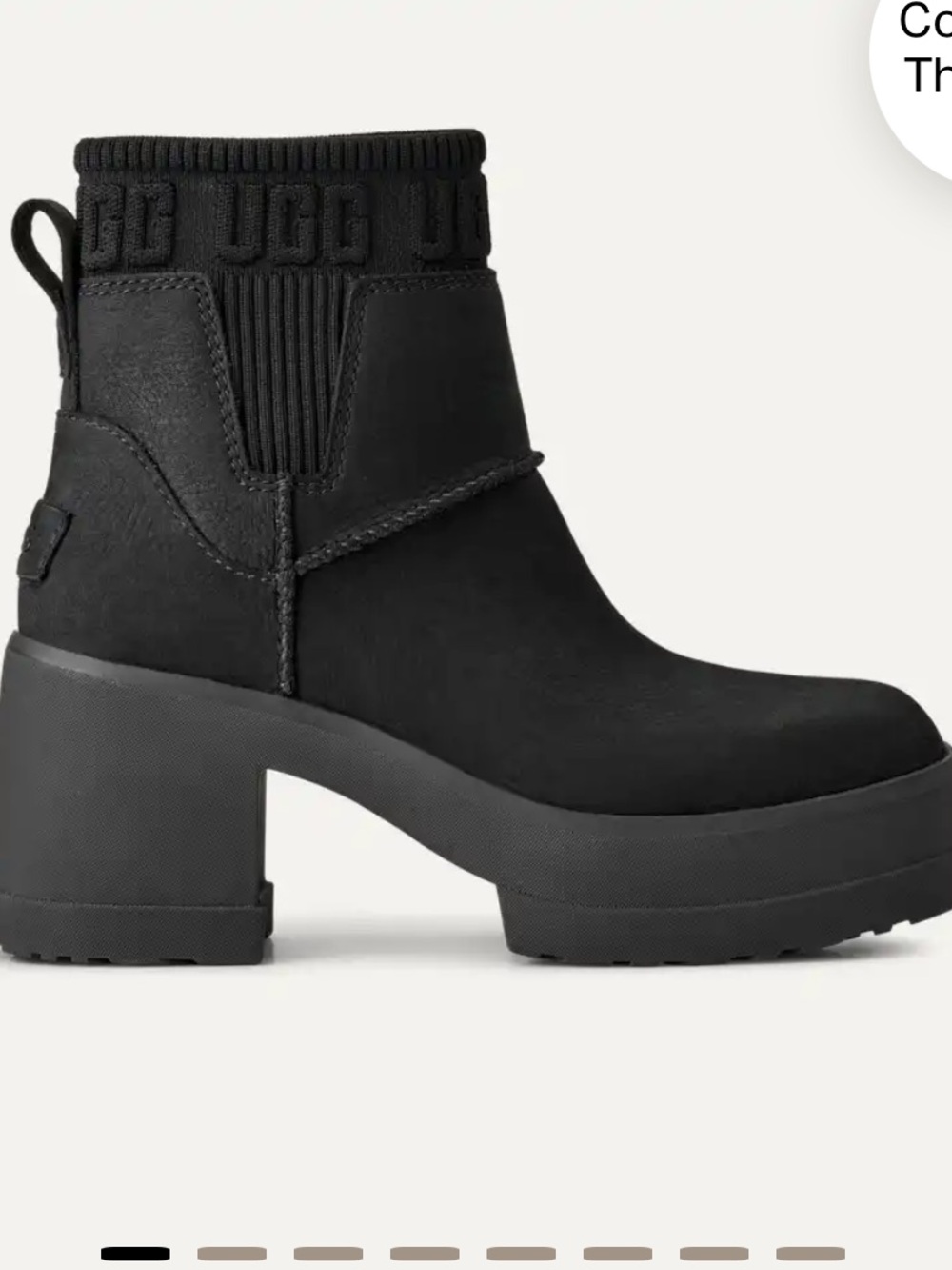 UGG Brand New Black Platform Ankle Boot with Knit Collar